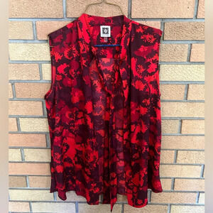 Anne Klein Red Floral Women’s Sleeveless Blouse